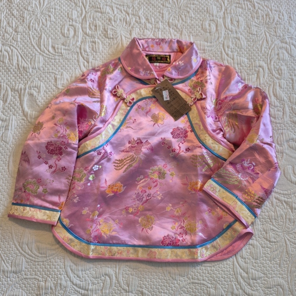 Yang Asian design pink yellow and teal kimono jacket NEW